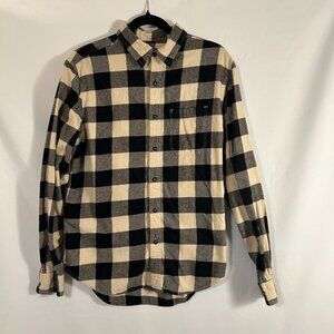 Women's American Eagle Classic Fit Black and White Plaid Flannel Shirt Sz: M